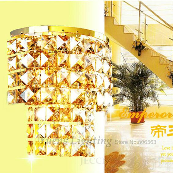 selling modern crystal wall sconce e14 crystal lamps silver/gold bedroom bedside wall lights n021