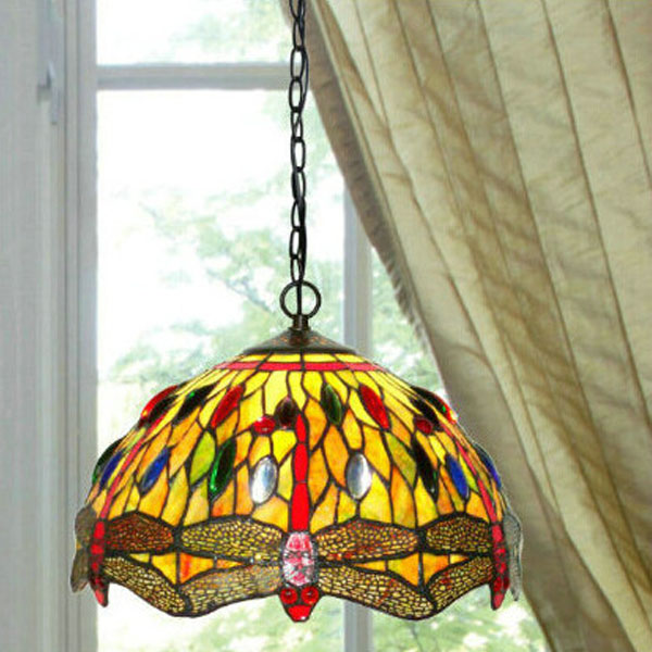 stained glass pendant lamp chandelier restaurant cafe bar art deco dragonfly lights,ysl-144,