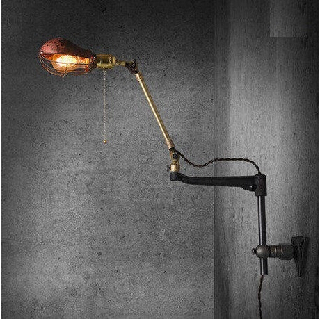 swing arm loft style edison industrial wall lamp antique copper bathroom light vintage wall light fixtures for home lighting