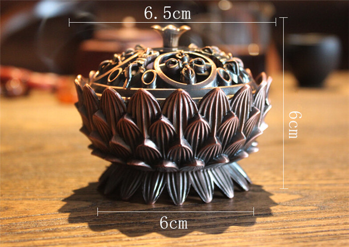 tibetan lotus incense burner alloy bronze mini incense burner metal craft home decor 6*6*6.5cm xyz-74,
