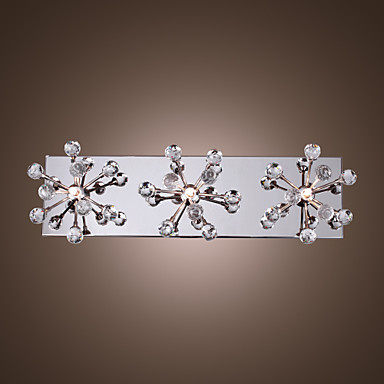 wall mirror light, k9 crystal flush mount with 3 lights in square,for bathroom bedroom,bulb included
