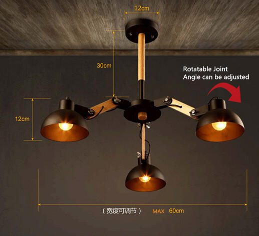 wood retro loft style industrial vintage ceiling lights for dining,can be adjusted lamparas de techo luminaria lustres de sala