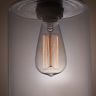 1 light 60w modern edison loft pendant lights for dinning room lighting with glass shade lustre,e27 bulb included