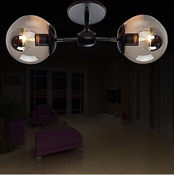 2 lights modern simple artistic ceiling lamp for living room bedroom,glass balls e27 bulb included