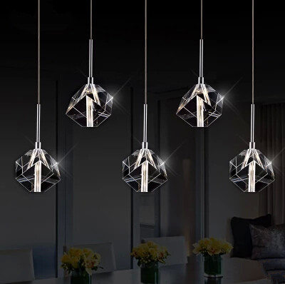 5 lights modern creative crystal led pendant lights hanging lamp fixtures for bar cafe home lighting simple lustres de sala