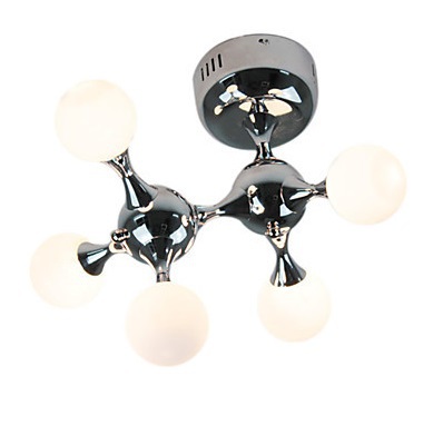 5 lights modern led crystal ceiling lamp with global shade for living room bedroom lighitngs,g4*5 bulb included