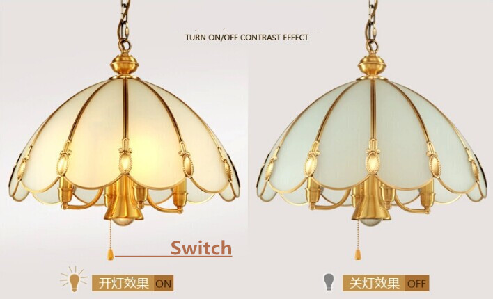 5 lights pure copper europe handmade elegant led pendant light lamp for bedroom living room parlor, bulb included ,ac,90v~260v