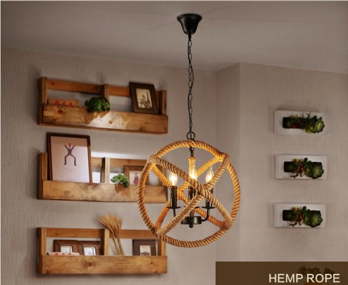 america country hemp rope pendant lights fixtures in style loft vintage industrial lighting handing lamp pendente