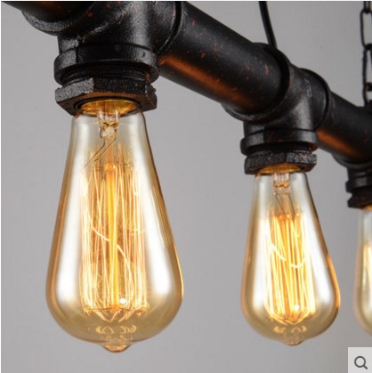 america retro water pipe pendant light fixtures with 5 edison lights loft industrial vintage lamp hanglamp wrount iron