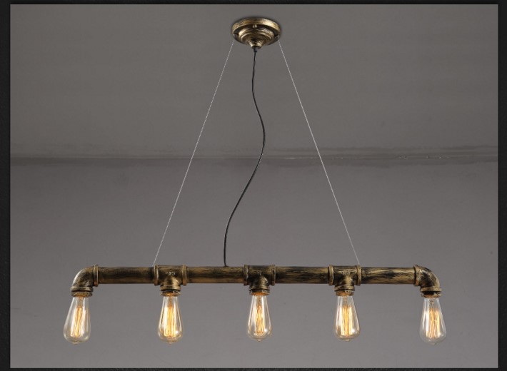america retro water pipe pendant light fixtures with 5 edison lights loft industrial vintage lamp hanglamp wrount iron