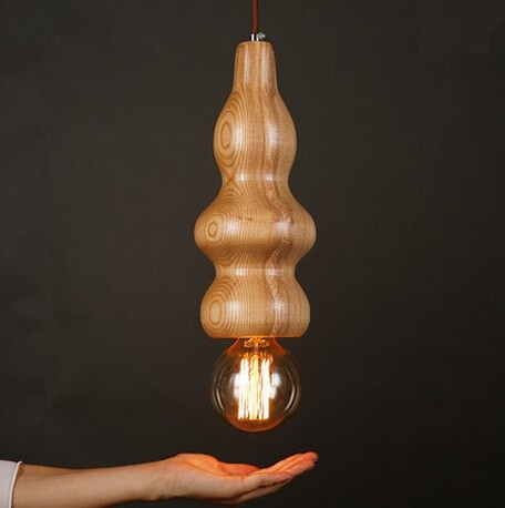 american country wooden gourd modern edison pendant lights fixtures for bar dining room hanging lamp indoor suspension luminaire