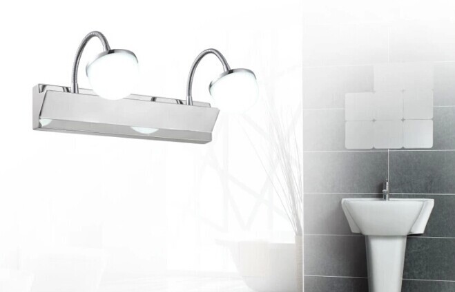 bathroom rotatable led wall lamp, 2 lights, modern stainless steel white acrylic ac,mirror light,5630led,bulb included
