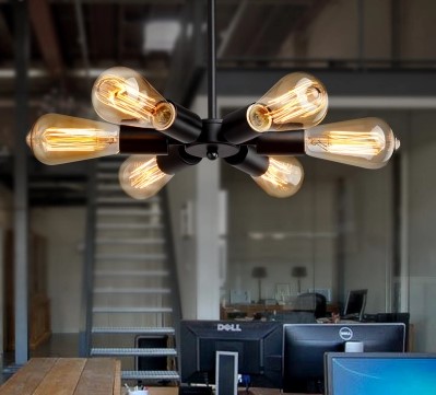 black edison loft style vintage pendant light with 6 lights fxitures dinning room industrial lamp hanglamp lamparas de techo