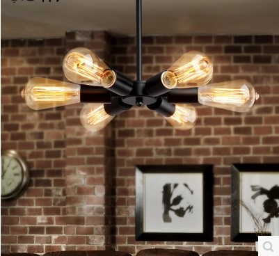 black edison loft style vintage pendant light with 6 lights fxitures dinning room industrial lamp hanglamp lamparas de techo