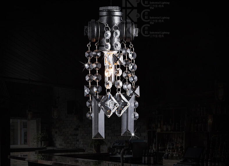 crystal loft style industrial vintage pendant light droplight fixtures for bar dining room hanging lamp lamparas