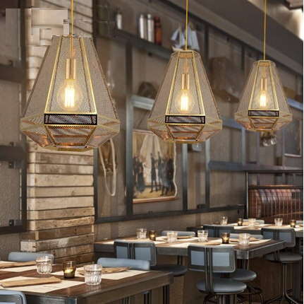 edison loft style metal mesh industrial vintage pendant lights fixtures for bar dining room modern hanging light home lighting