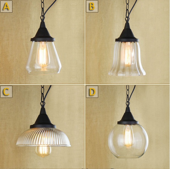 edison vintage american industrial loft style pendant lights for dinning room with clear glass lampshade,e27*1 blub included ac