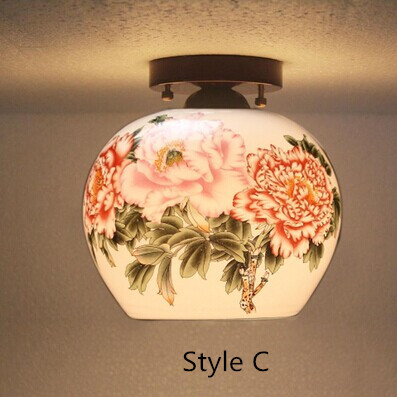 hand painted,chinese style,jingdezhen ceramic,ceiling light,for living room dining room aisle the entrance,bulb included