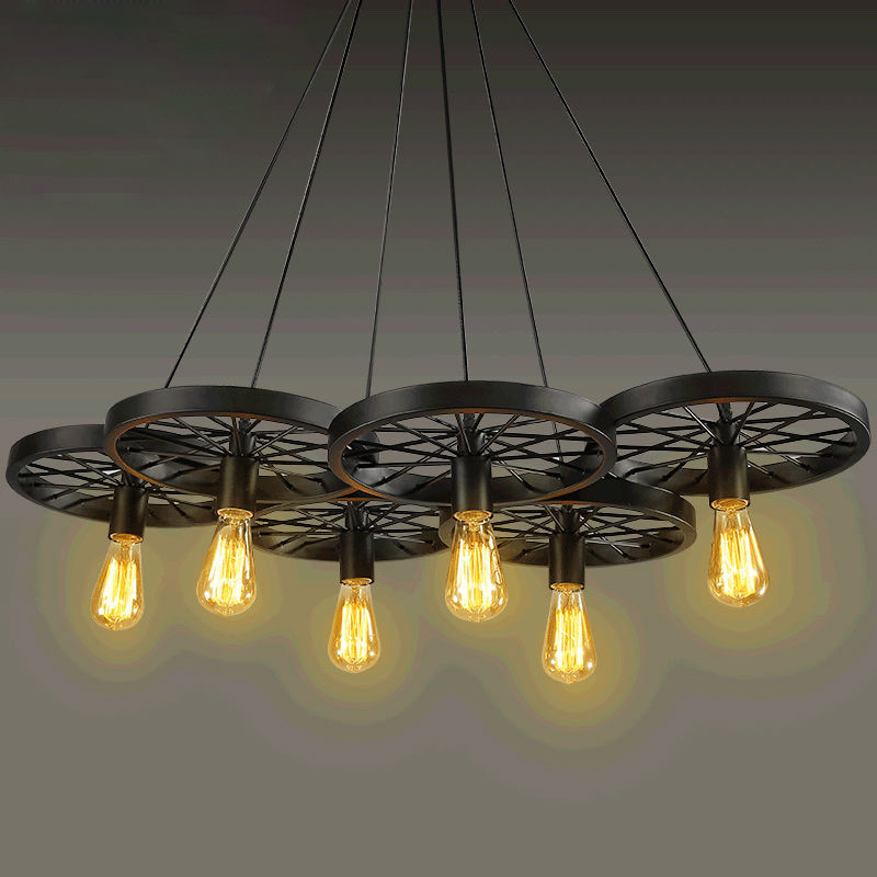 industrial pendant lights vintage lamp hanging light fixtures home lighting wrought wheel suspension luminaire iluminacion avize - Click Image to Close