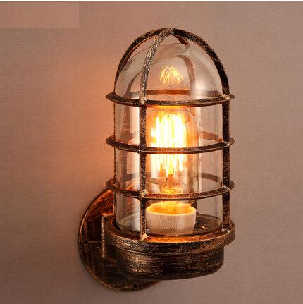 iron glass lampshade antique industrial vintage loft style wall lamp fixtures for bar home lighting lamparas de pared