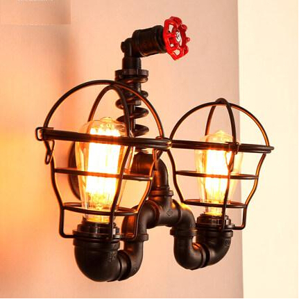 iron water pipe loft style industrial vintage wall lamp beside light fixtures for bar home indoor lighting lamparas de pared
