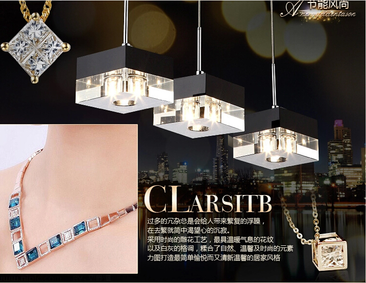 k9 crystal simple fashion modern led pendant lights stainless steel square hanglamp for bar home lightings lamparas colgantes
