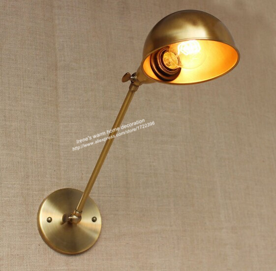 loft industrial vintage style golden arm wall light,personality wall lamp for bar dining room aisle,e27*1bulb included 110v~240v