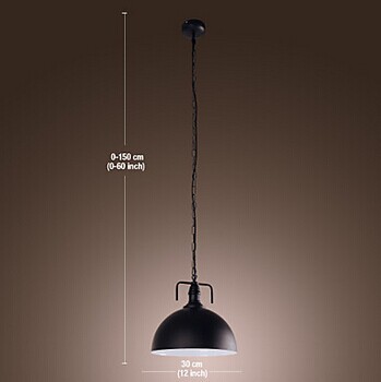 loft style edison vintage industrial pendant lamp with 1 light,for home lightings,with black hemisphere shade,e27 bulb included