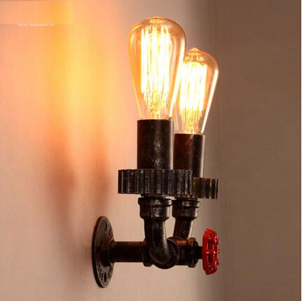 loft style industrial vintage edison wall lights with 2 lights fixtures for bar dining room beside lighting lamparas de pared