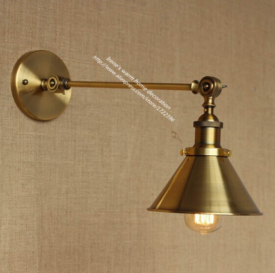 loft style vintage industrial golden wall light,loft wall lamp for bar stairs aisle church,e27*1 bulb included ac 110v~240v