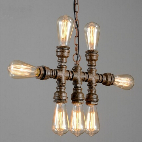 loft style water pipe pendant light 7 lights fixtures vintage industrial lighting for dining room hanging suspension luminaire