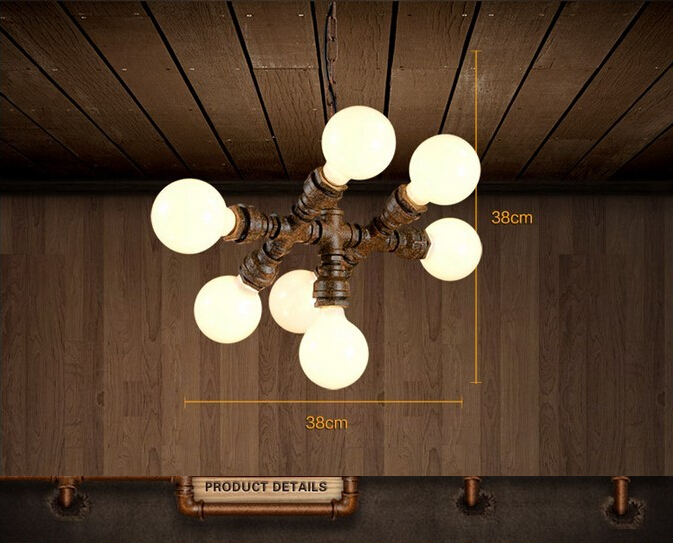 loft style water pipe pendant light 7 lights fixtures vintage industrial lighting for dining room hanging suspension luminaire