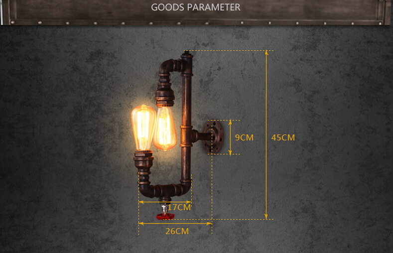 loft style water pipe vintage industrial edison wall lamp nordic wall light fixtures for aisle balcony home lamparas de pared
