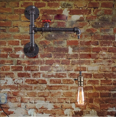 metal water pipe loft style creative edison wall light industrial vintage wall lamp fixtures for bar home indoor lighting
