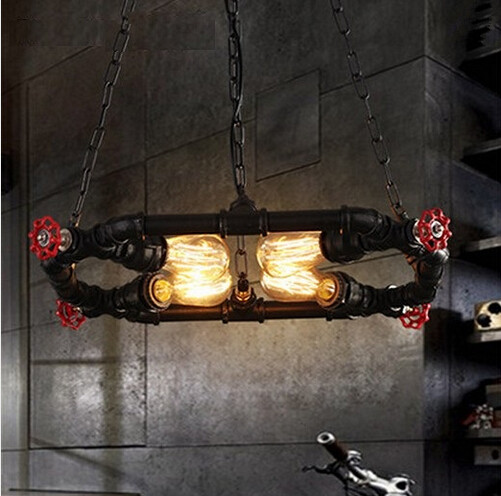 metal water pipe loft style edison vintage industrial pendant lights fixtures for dining room bar hanging suspension luminaire