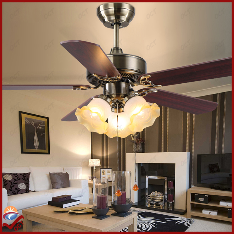 modern decorative 42 inch wooden blades pendant fan lamp luxury glass lampshade ceiling fans with light remote tiffany luminaire