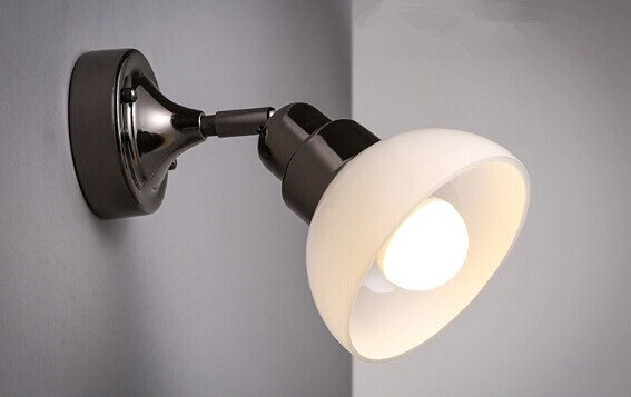 modern minimalist iron glass led wall lamps for living room bedroom aisle,the shade is rotating,bulb included