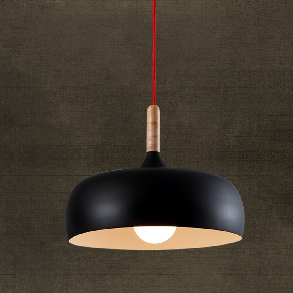 modern pendant light nordic style suspension luminaire hanging lamp vintage pendant lamp rustic wood light aluminium lampshade