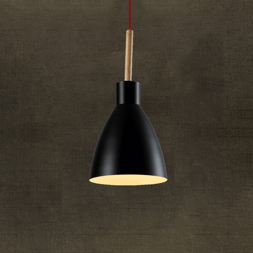 modern pendant light nordic style suspension luminaire hanging lamp vintage pendant lamp rustic wood light aluminium lampshade
