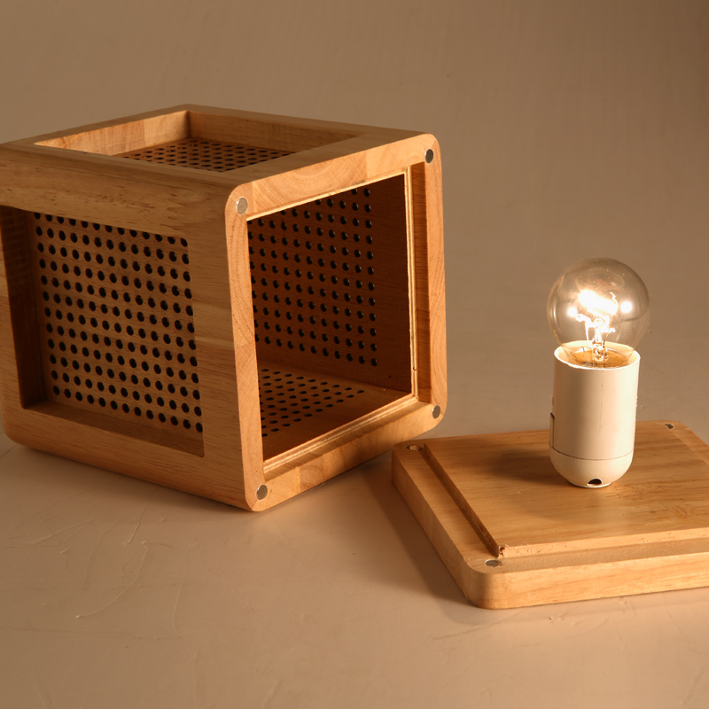 modern table lamp creative wooden box decoration antique desk edison bulb wood knobs e27 edison lamp holder home decor luminaire
