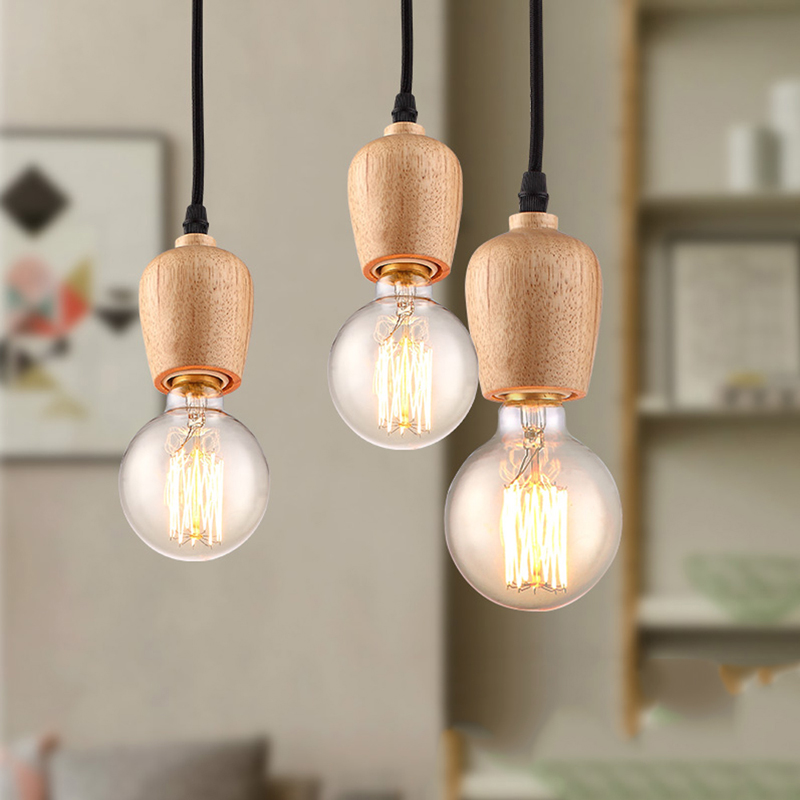 modern wood pendant lights home lighting electric cord hanging lamp edison led bulb vintage loft lamps shade luminaire kitchen