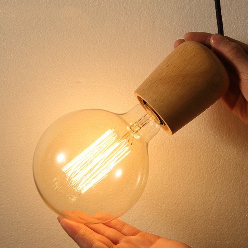 modern wood pendant lights home lighting electric cord hanging lamp edison led bulb vintage loft lamps shade luminaire kitchen