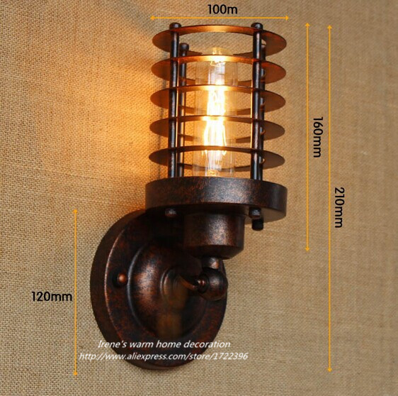 retro loft american metal industrial vintage wall light,wall lamp for bar coffee home lightings,e27*1 bulb included,ac 110v~240v