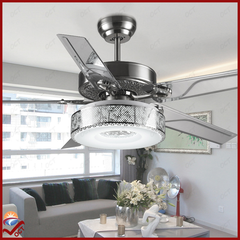 ventilador de teto luxury pendant ceiling fans with lights remote 220v 110v acrylic lampshade quiet led ceiling fan lamps lampa