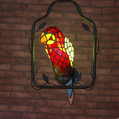 vintage multi glass parrot copper pendant lamp for bedroom balcony stair bar parlor,e27*1 bulb included,ac 90v~260v