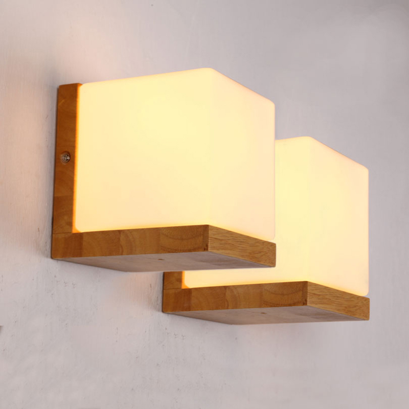wood wall lamp bosco modern wall light fixtures e27 220v for decor luminaire home lighting glass lampshade lamparas de pared luz