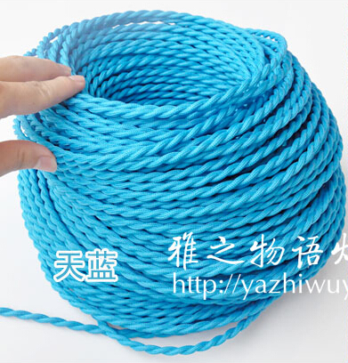 10m/lot 2 x 0.75mm2 blue vintage twisted electrical wire textile cable vintage lamp cord pendant light lamp wire