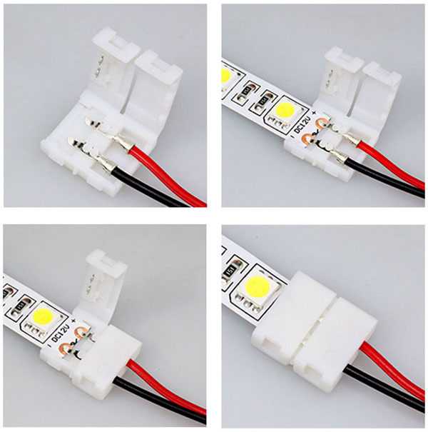 10pcs/lot, 10mm 2pin connector for 5050 5630 5730 single color led strip led pcb board connector wire strip connectors