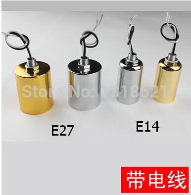 5/pcs e27ceramic lamp base with metal cup/ lighting accessories e27 lamp socket / ceramic e27 e14 light holder with 10cm wire