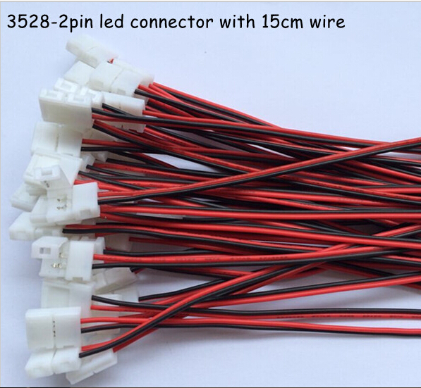 50pcs 8mm width 2 pin solderless led strip connector cable wire fixtures one terminal lighting accessories for 3528 single color